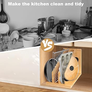 Upgraded Tray Dividers for Cabinets,15in Hx22in Dx12in W, Kitchen Cabinet Tray Divider for Pans, Lids, Pot And Pan, Cookie Sheet. with 3 Dividers,Keeping The Kitchen Organized(1)