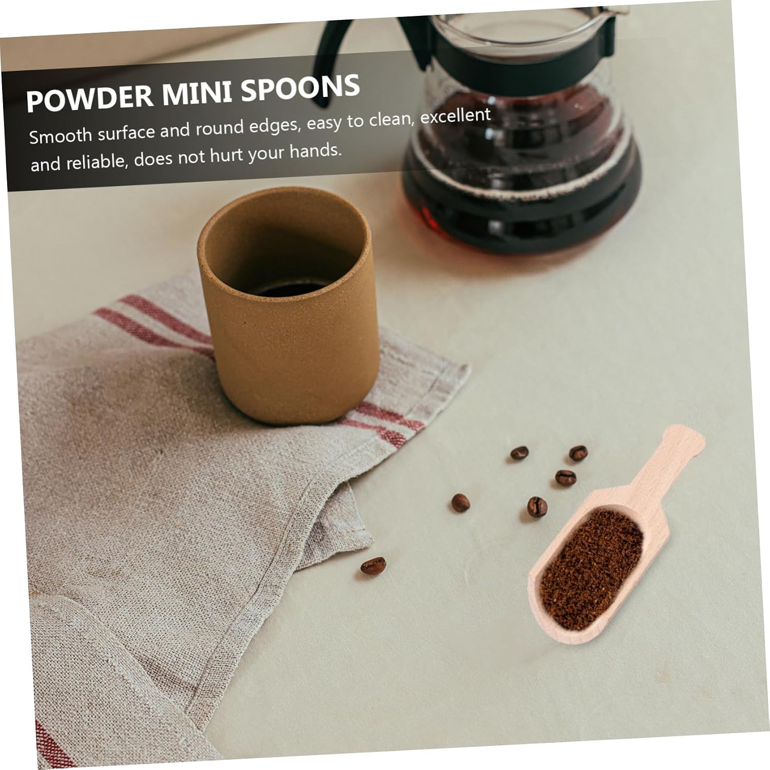 4 Piece Wooden Tea Leaf Scoops for Powder, Mini Small Spoons