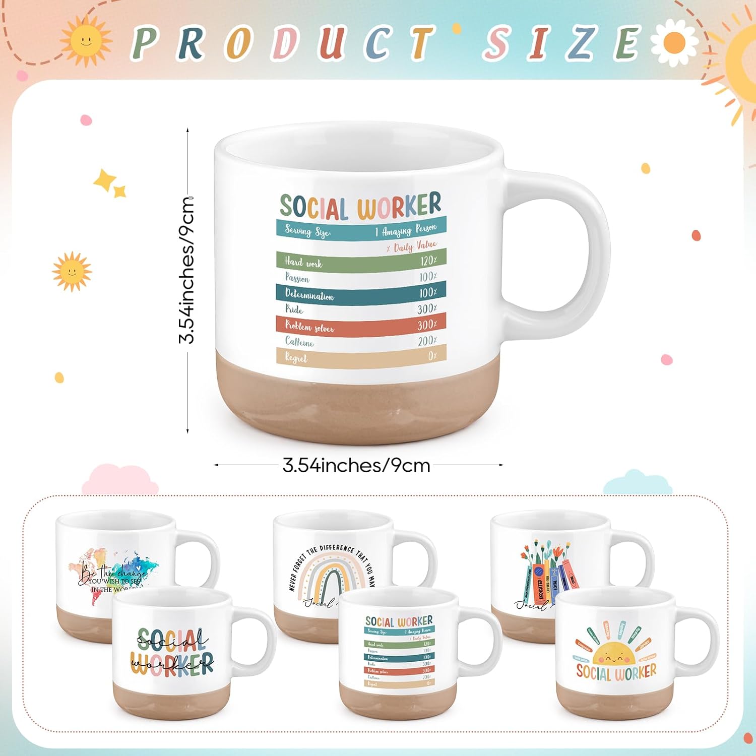 Yungyan 12 Pcs Graduation Social Worker Appreciation Gifts Bulk 13 oz Ceramic Coffee Mugs Volunteer Thank You Mug Cup Social Work Month Gift Ideas for Women Nurse Teacher Employee Team