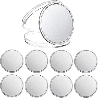 OwnMy Set of 8 Blank Challenge Coins for Laser Engraving, 1.6" Engraving Blank Zinc Alloy Coins with Acrylic Protection Box, Custom Blank Coins Collections for DIY Crafts Metal Stamping Jewelry Making