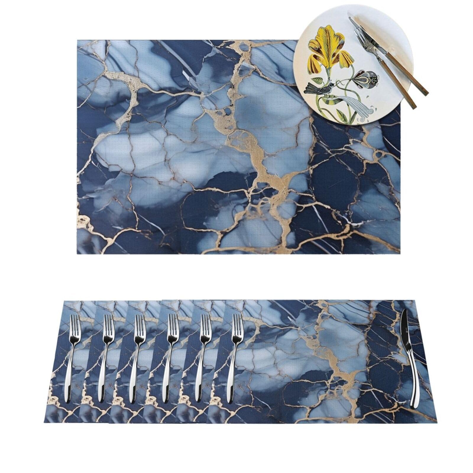 Sets de table en PVC tissé motif marbré pour protéger de la chaleur