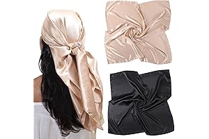 Floral Silk Scarf Duo: 35" Square Scarves for Fashion & Hair