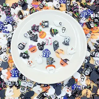 ネイルパーツ ハロウィン 100個セット 3D立体 可愛い カボチャ おばけ コウモリ 魔女帽子 ランダム | 樹脂製 軽量耐久 蜘蛛の巣 幽霊 黒猫 デコパーツ ジェルネイル レジン封入 携帯ケース装飾 アクセサリーDIY ハンドメイド ランダムミックス ハロウィンシーズンにぴったり