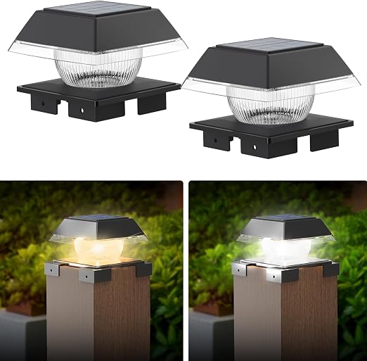 Solar-Pfostenlichter, 6 Stück – Warmweiß/kaltweiß, IP65 Wasserdicht, Für Zaun & Garten