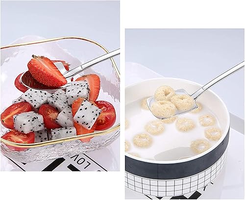 Miniatura 6 de Juego de cucharas de postre, 4 cucharas de acero inoxidable de 6 pulgadas, cuchara de fruta para helado para el hogar, cocina o restaurante (2