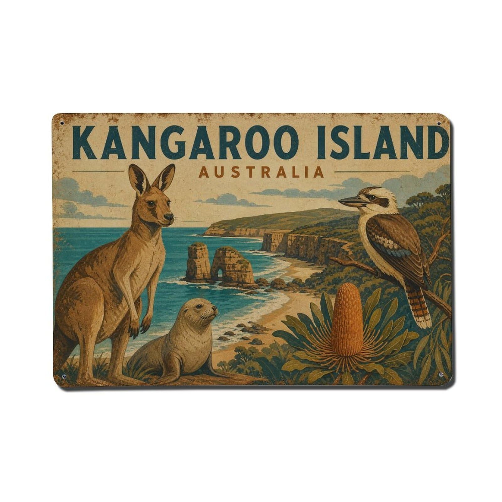 Australia Kangaroo Island Lagoon Travel Heritage Metal Tin Sign