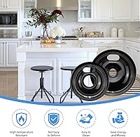 Vista 3 de Black Stove Burner Drip Pans Replacement for GE Hotpoint Electric Stove Burner, (2) 8" WB31M19 (2) 6" WB31M20 Set by APPLIANCEMATES