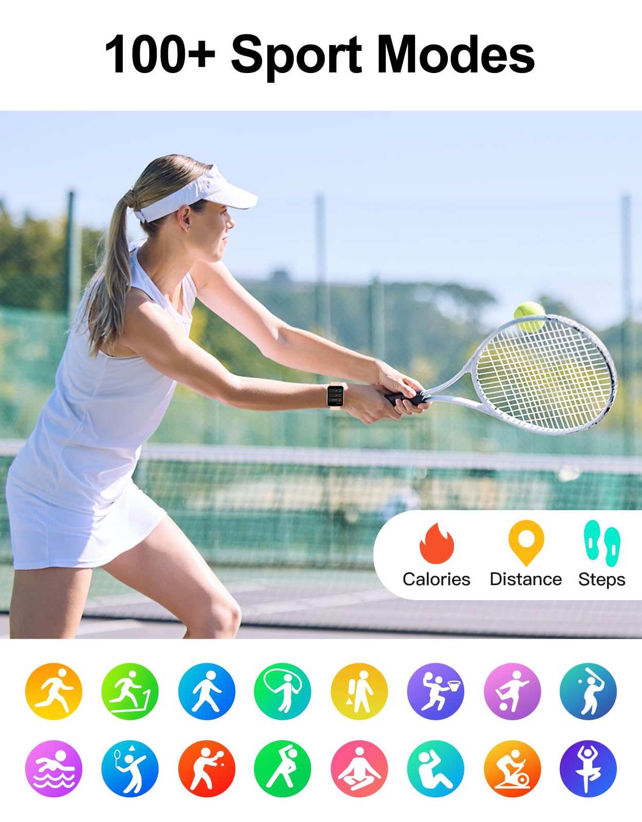 Smartwatch Hombre Mujer con Llamadas, Reloj Inteligente AMOLED 1,83" Podómetro, Pulsómetro SpO2 Sueño, 100+ Deportes, Pantalla Personalizable, Impermeable Whatsapp para iOS Android