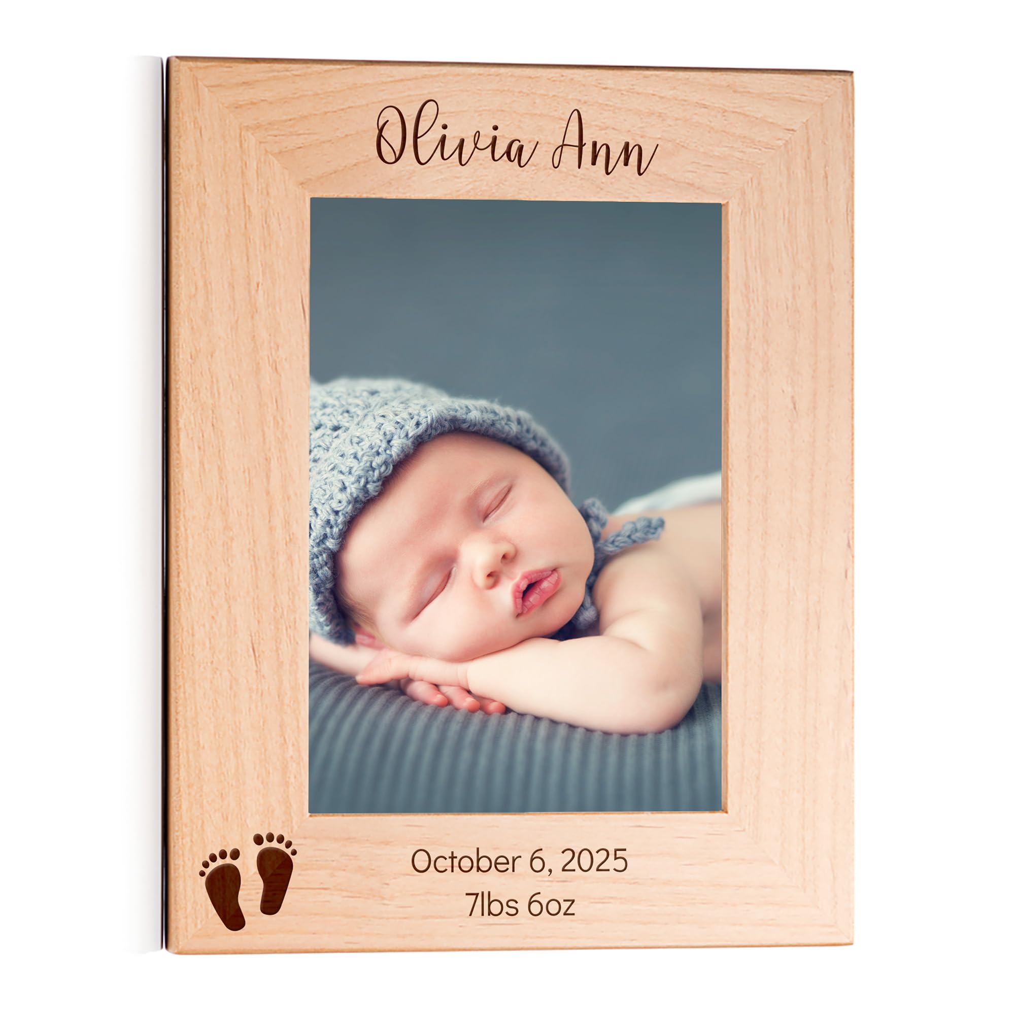 Lifetime Creations Engraved Personalized New Baby Picture Frame (5" x 7" Portrait): Personalized Baby Gift Ideas for New Parents, Custom Newborn Photo with Date & Name