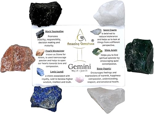 Miniatura 4 de Gemini Gifts - Kit de cristal del zodiaco para mujeres y hombres, juego de piedras curativas lapislázuli, pulseras de cuarzo de nieve para hombres y