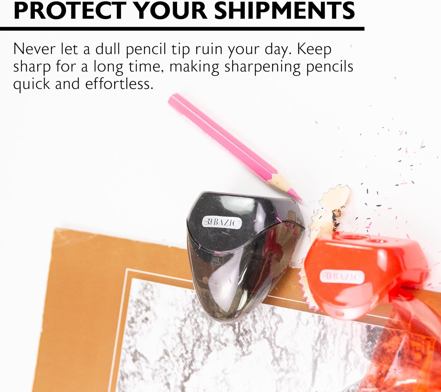 BAZIC Products Pencil Sharpener Dual Blades w/Receptacle, Standard & Jumbo Size Pencils Crayon, Double Blade Sharpeners for Office School (2/Pack), 24-Packs