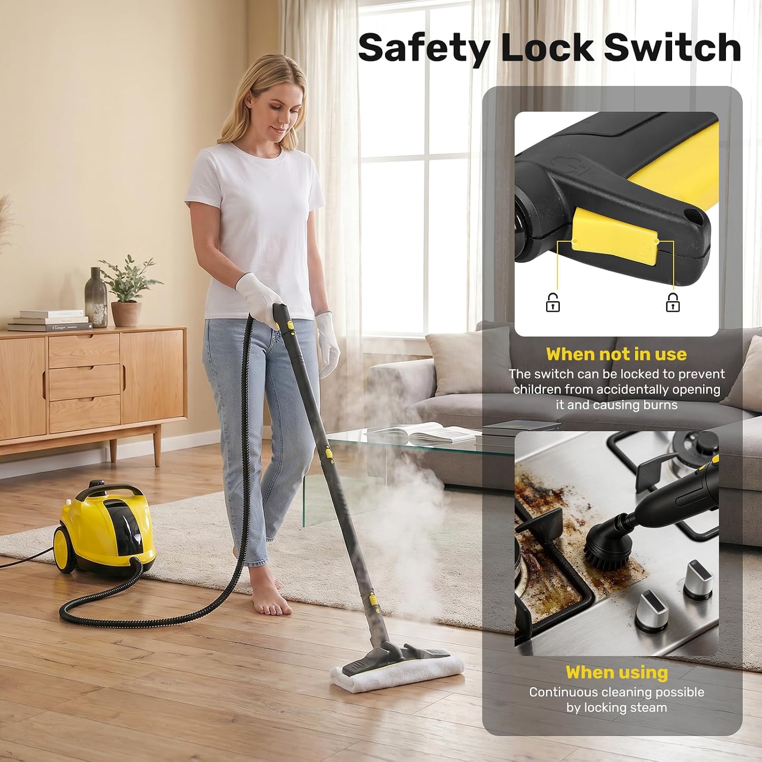 Steam Cleaner, 2000W Multipurpose Steam Cleaners - 2L Water Tank | 5 BAR High Pressure | Quick Heating, for Home, Car Detailing, Tile, Grout, Wallpaper, Upholstery, Window, Deep Cleaning