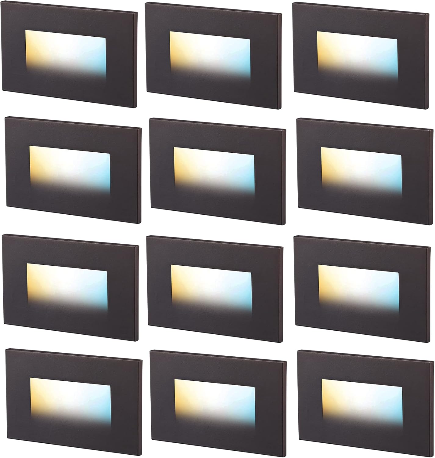 CLOUDY BAY 3 Color 120V Dimmable LED Indoor Outdoor Step Light,3000K/4000K/5000K 3W 55lm Stair Light,Oil Rubbed Bronze,12 Pack - - 