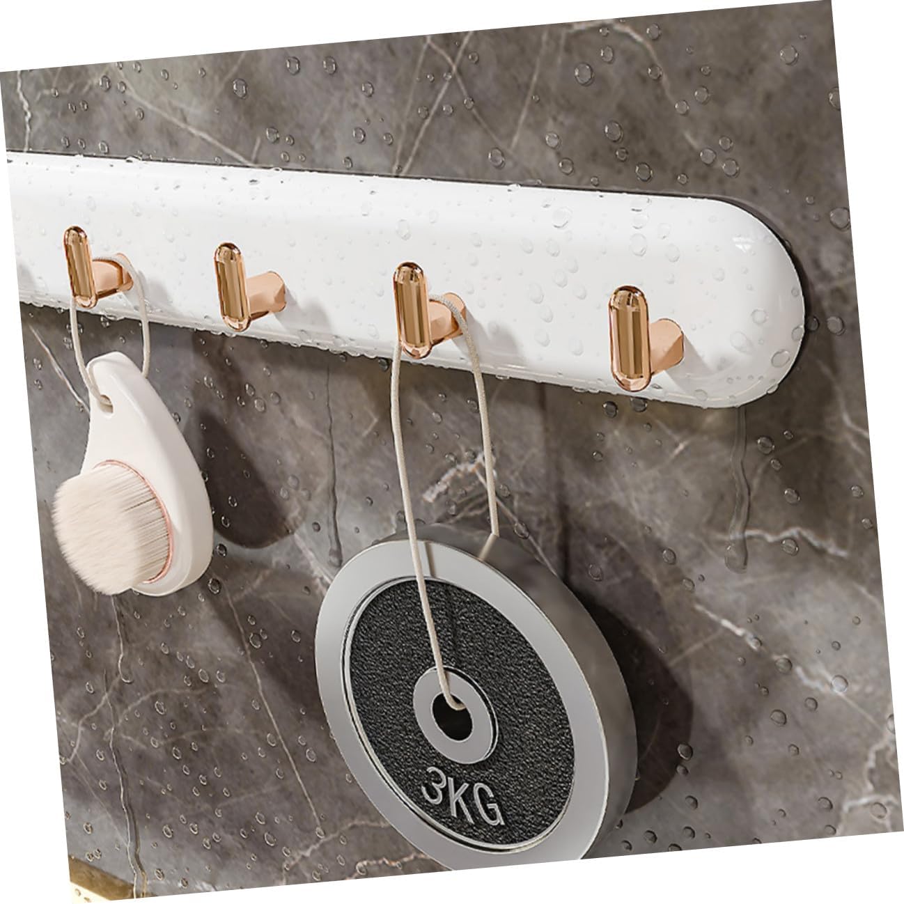 Wall Hanging Storage Hook, 6-Row No-Drill Platinum Utility Hooks, Plastic Clothes Hanger for Kitchen, Bathroom Towel and Hat Organization, 1pcs