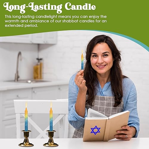 Miniatura 108 de Majestic Giftware /Safed Candles - Paquete de 12 velas Shabat (SC-SHTR-T) Velas tradicionales de Shabat hechas a mano de 5 pulgadas sin goteo Se