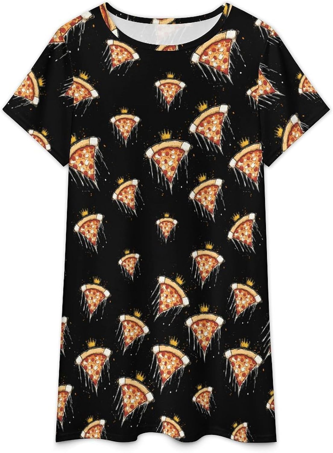 Funny Pizza Nightgowns for Women Short Sleeve Sleep Dress Casual Sleepshirt Night Gowns Pajamas