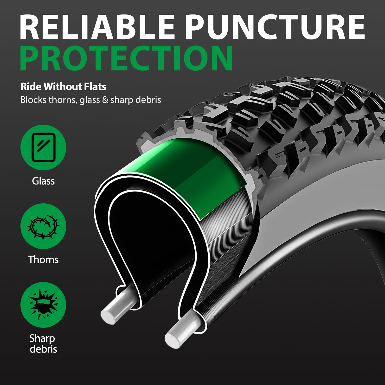 Hycline Fat Tire Liners, inserti in TPU da 110 mm per 20/24/26 x 11,4-12,7 cm, confezione da 2 | Lo scudo in TPU resistente aiuta a proteggere i tubi da detriti taglienti e aggiunge protezione per pneumatici Fat Bike