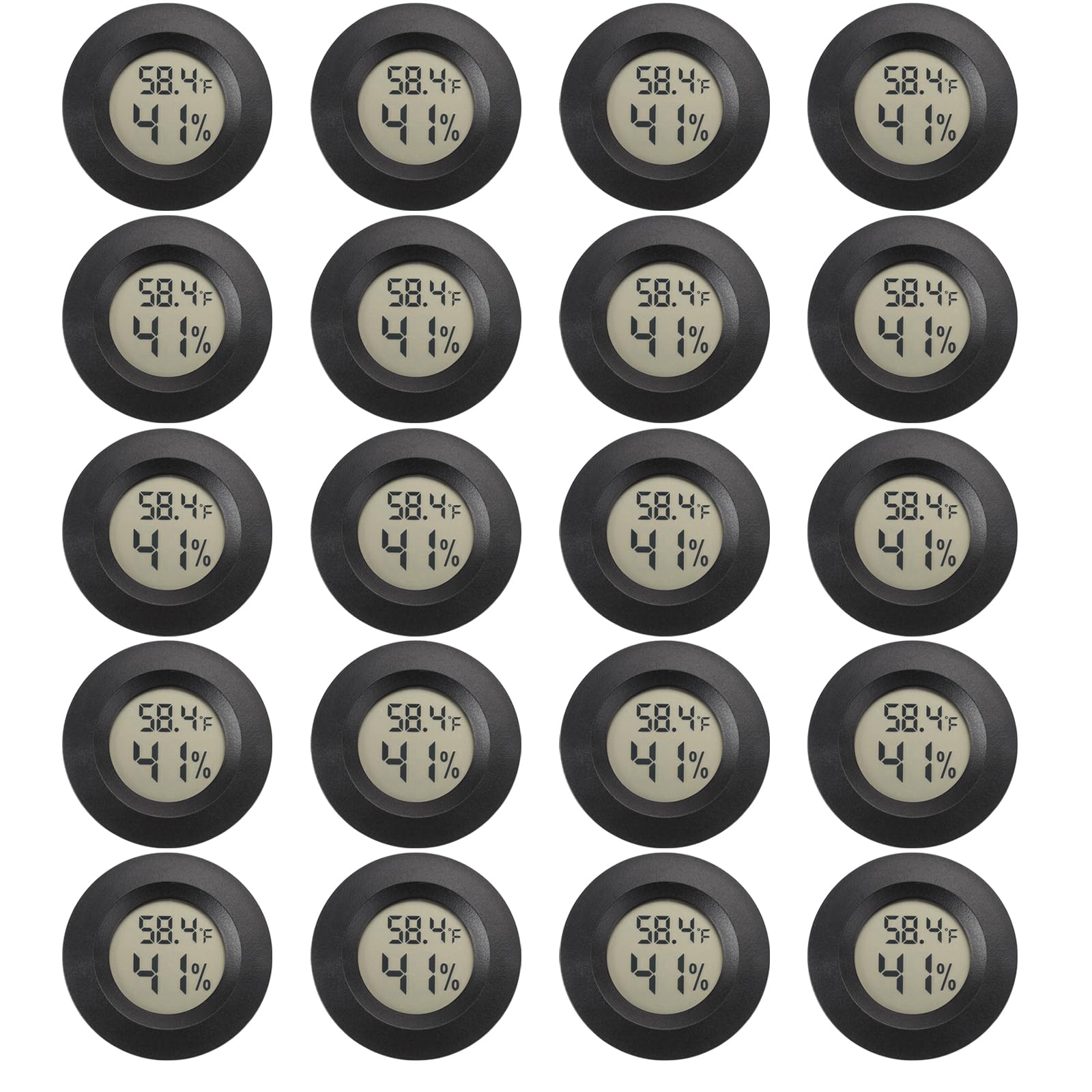 Mini-Hygrometer, digitales Thermometer, Luftfeuchtigkeitsmesser, 20 Stück, Hygrometer, Thermometer, Innen- und Außenbereich, Luftfeuchtigkeitsmonitor, Reptilienthermometer für Humidoren, Gewächshaus
