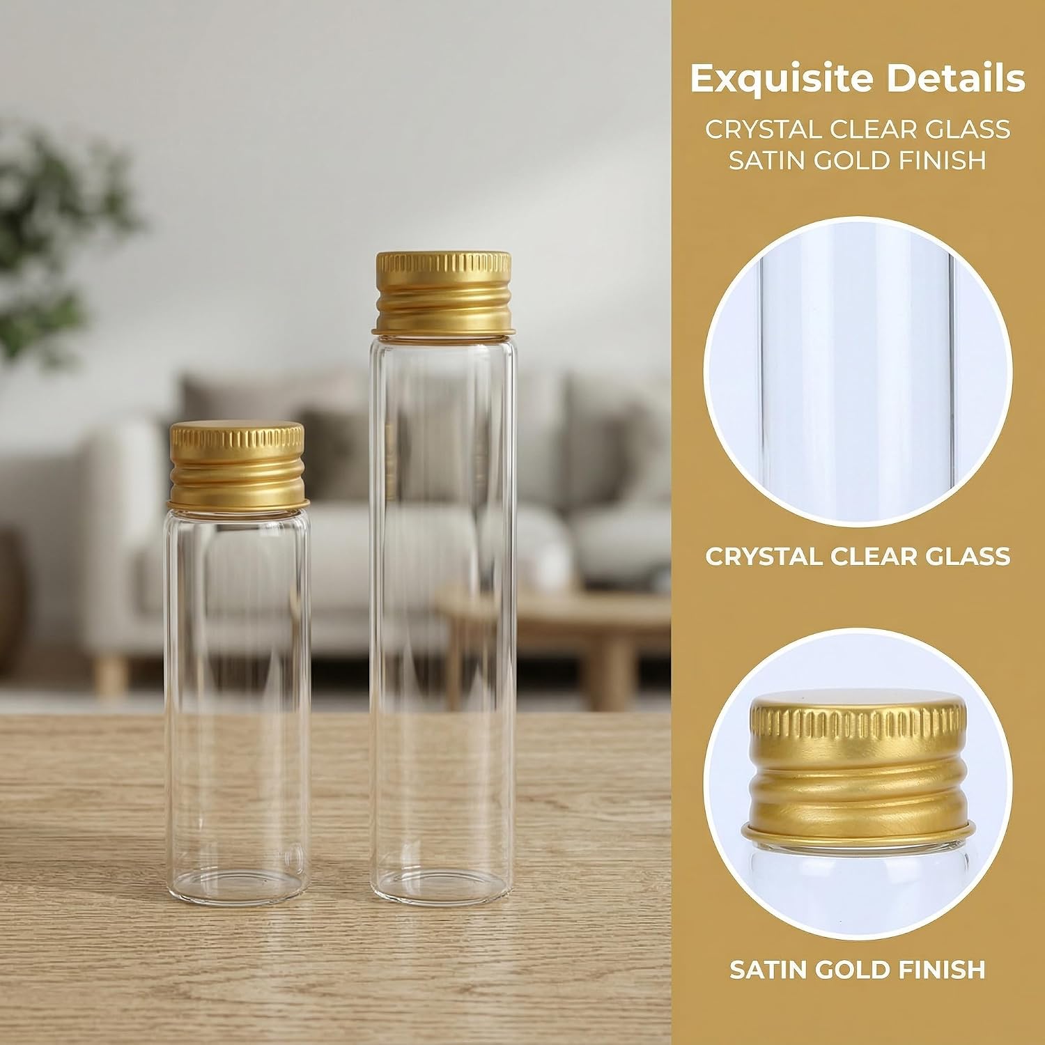 5Pcs Assorted Mini Glass Bottles with Cork Stoppers Test Tube Vials image 2