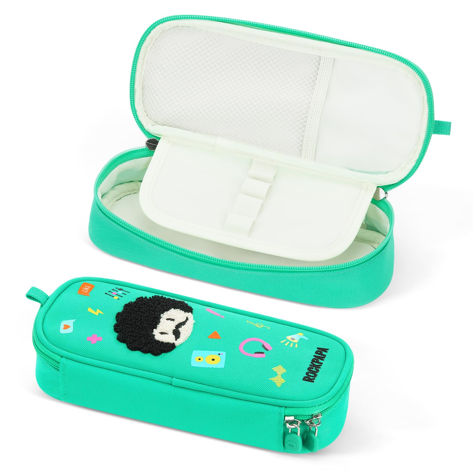Rockpapa Unicorn Cute Pencil Case with Compartments for Girls Large Pencil Pouch with Zipper for Kids Pencil Box Bag Holder Organizer for School Green