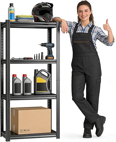 Miniatura 15 de Estantería de metal para garaje, estantes de almacenamiento de acero resistente, capacidad de 3000 libras, estante de metal ajustable de 5 niveles,