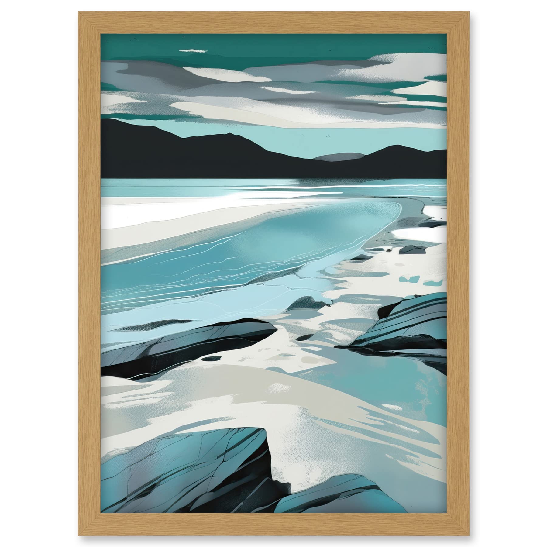 Artery8 Luskentyre Beach Isle of Harris Coastal Landscape Artwork Framed A3 Wall Art Print