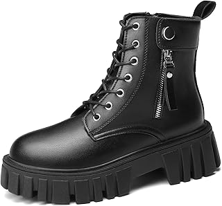 SANNAX Womens Boots Ankle Boots Ladies Classic Lace-up Chunk