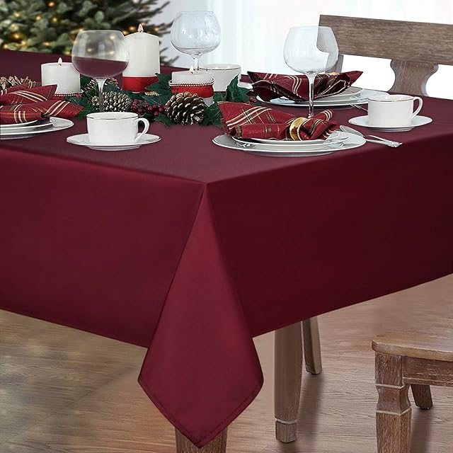 Yrendenge Valentine's Day Tablecloth Red Washable Table Cover Rectangular Waterproof Table Cloths for Kitchen Dining,Birthday Party,Wedding,Holiday,Winter,Garden, 150 x 300 cm