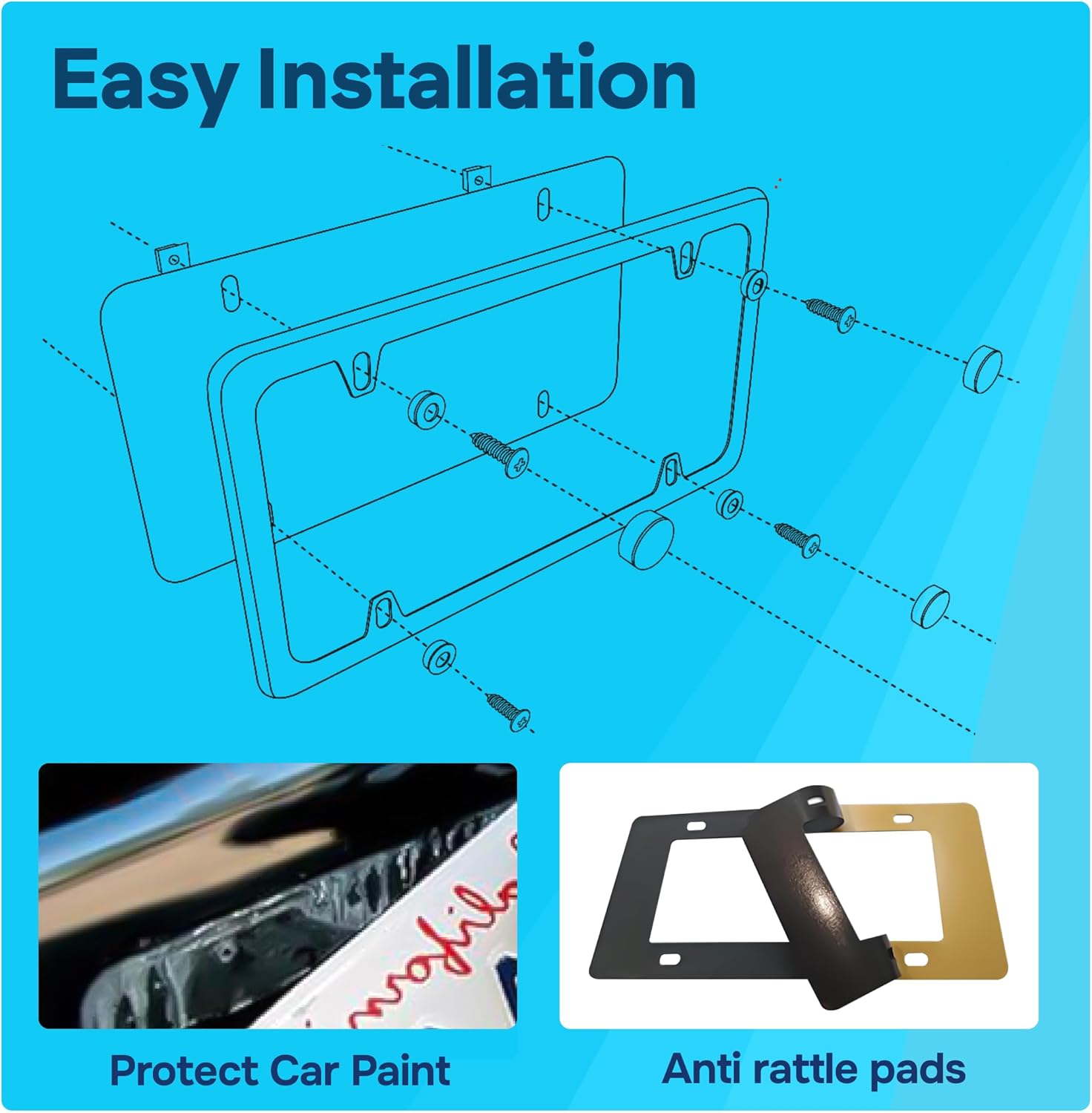 Anti Theft 100% Real Carbon Fiber License Plate Frame Holder, Black Licence Plate Car Tag Frame 6″×12″ Rust-Proof, Rattle-Proof & Lightweight, Universal Fit Complete Hardware(1 Pack 4 Holes) - Image 8