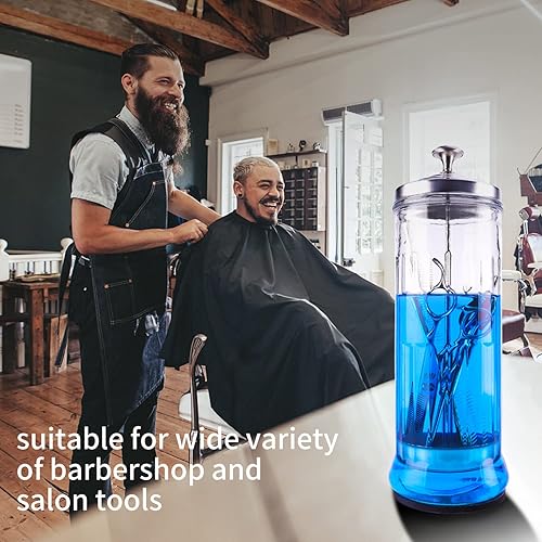Miniatura 5 de ZIBARBER Tarro desinfectante de vidrio, tarro esterilizador grande de 50 onzas para manicura y pedicura, herramientas de peluquería de salón - 11.7