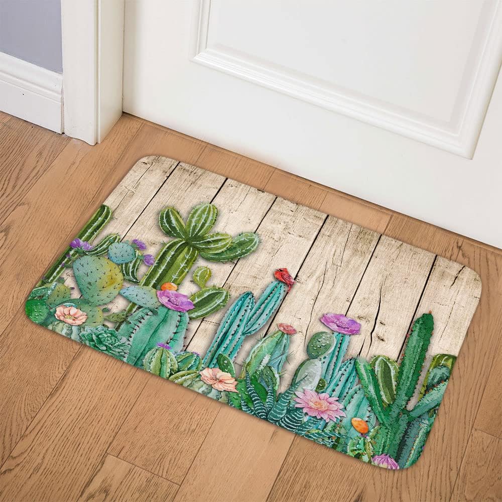 Dongbei Cactus Bath Mat Tropical Plant Green Leaf Succulent
