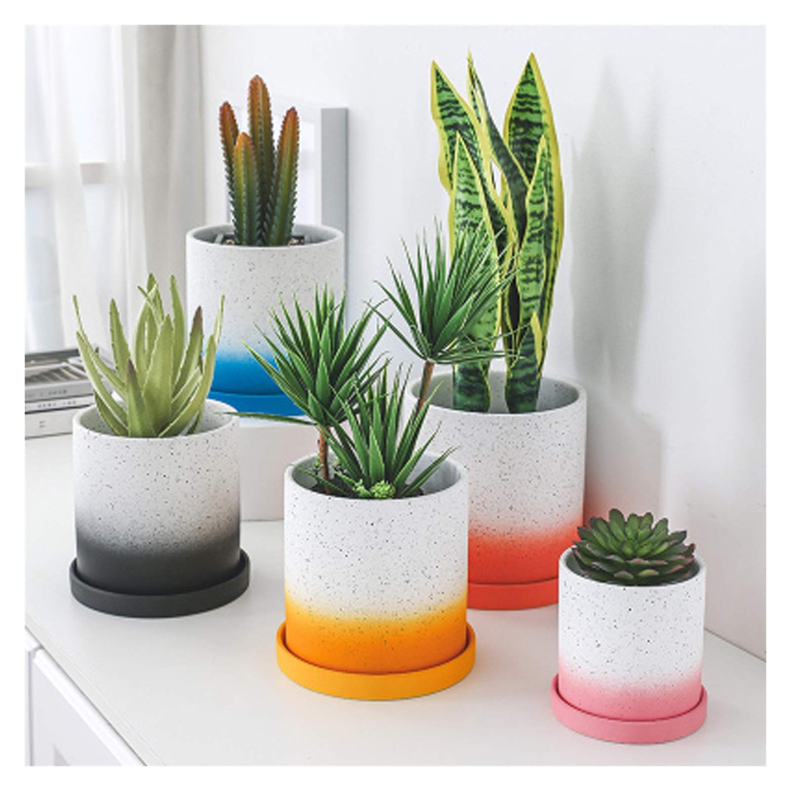 Doniczka Plant doniczki z drenażu otwór i spodek ceramiczny salowy sadzarka okrągły kwiat sadzarka garnek z tacy nowoczesny ozdobny garnek ogrodniczy Doniczki(Pink)