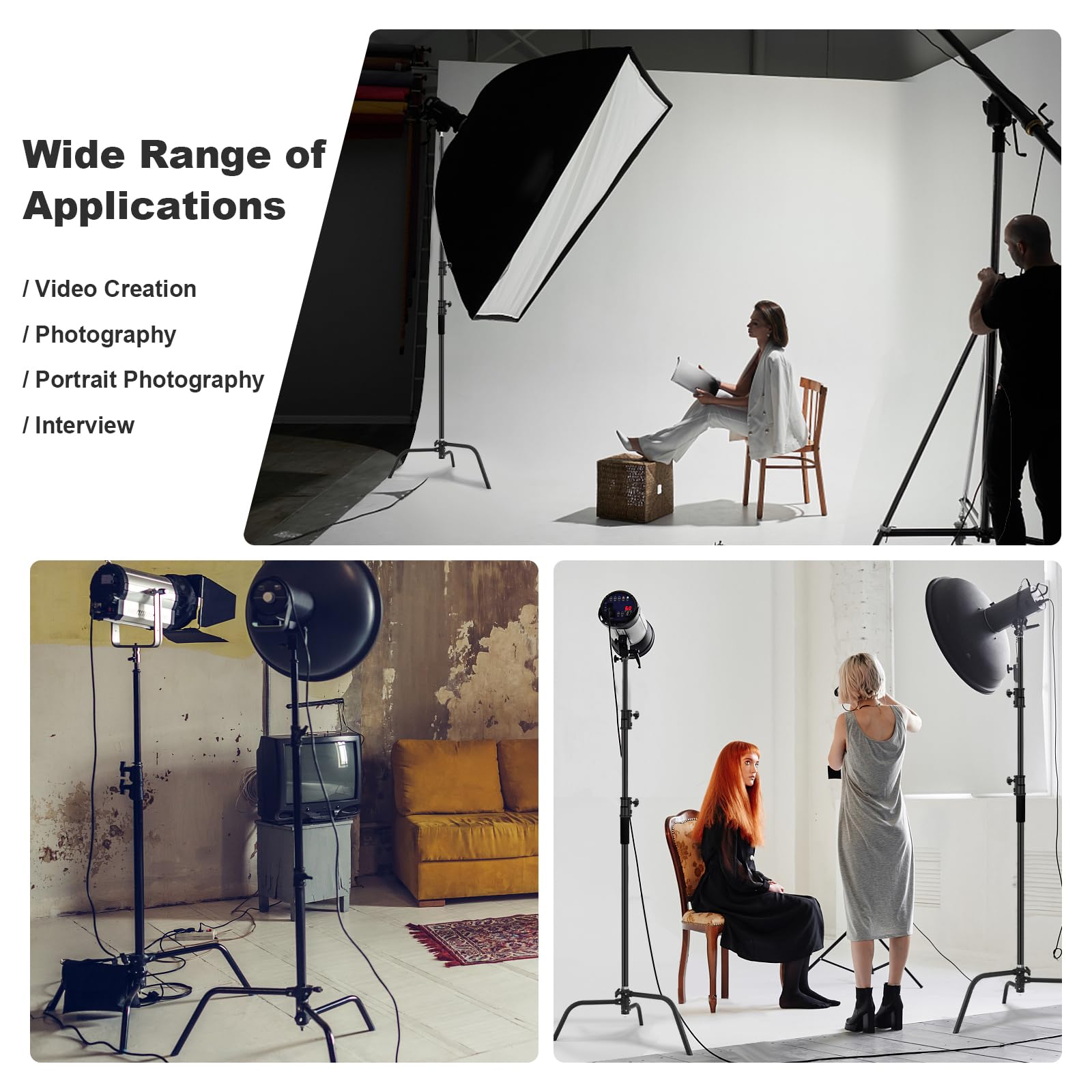 C Stand In Acciaio Inossidabile | Supporto Luce Pesante Con Braccio 130cm, Rotelle, Per Fotografia - Foto 10