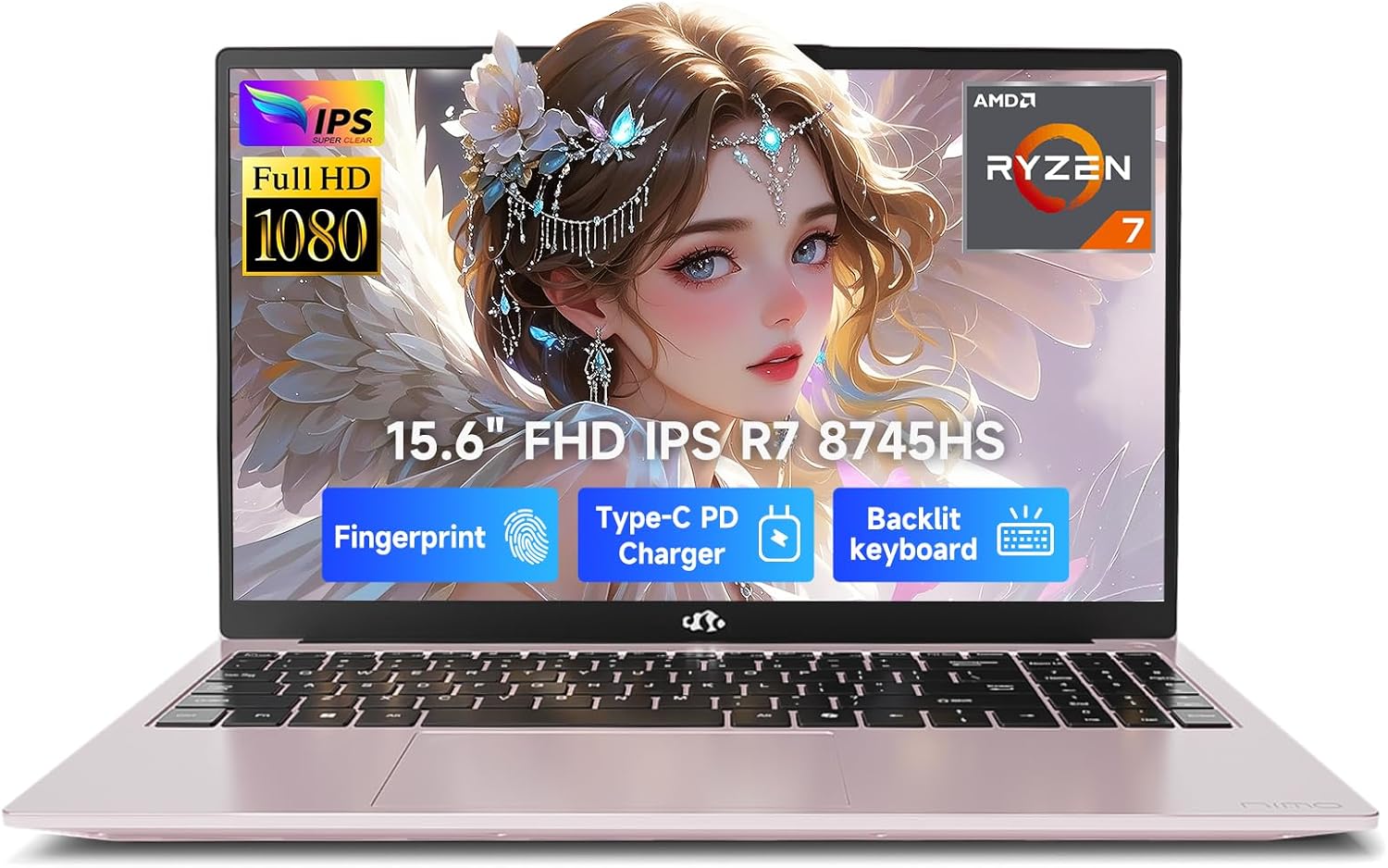 NIMO 15.6" IPS FHD Gaming Laptop, AMD Ryzen 7 8745HS 16GB DDR5 RAM 1TB SSD (8C/16T, up to 4.9GHz) Radeon 780M Graphics Business Computer with 100W Type-C Backlit Keyboard, Fingerprint USB-C 4.0