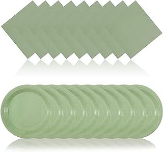 100Pcs Sage Green Party Supplies Serves 50 Sage Green Party Tableware Paper Plates and Napkins Disposable Dessert Plates Napkins for Birthday Baby Shower Wedding Bridal Shower Party Decorations