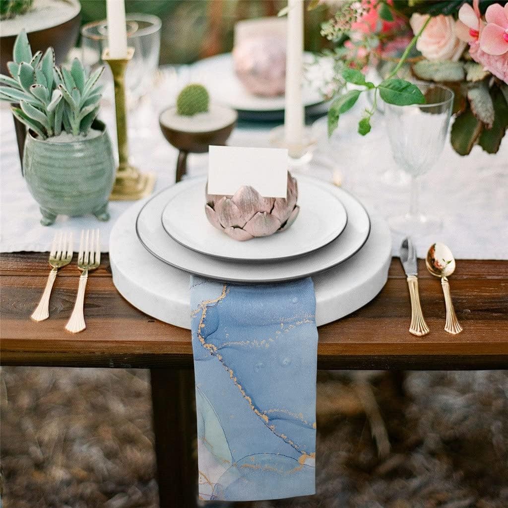 Blue Marble Napkins Cloth Set Wedding Party Table Cloth Soft Kitchen Dinner Napkins Christmas Napkins (Color : 6pcs, Size : 50x50cm) (4pcs 50x50cm)