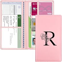 Car Registration and Insurance Holder, Car Document Holder with Closure, Pink with Letters Wallet Case Auto Vehicle Car Accessories for Women and Men