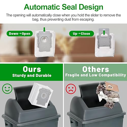 Miniatura 6 de Paquete de 8 bolsas de vacío compatibles con iRobot Roomba i3+, i4+, i5+, i6+, i7+, i8+, j5+, j6+, j7+, j8+, j9+, s9+, bolsas de repuesto para