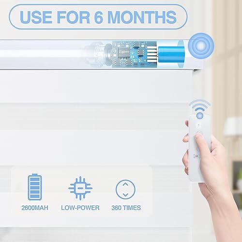 Miniatura 2 de Persianas motorizadas de cebra para ventanas, persianas inteligentes con control remoto, compatibles con Alexa y filtro de luz de privacidad, 20