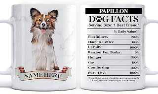 PREZZY Personalized Papillon Mug Funny Dog Nutritional Facts Coffee Mugs for Dogs Lovers 1 Best Friend White Tea Cup 11oz 15oz