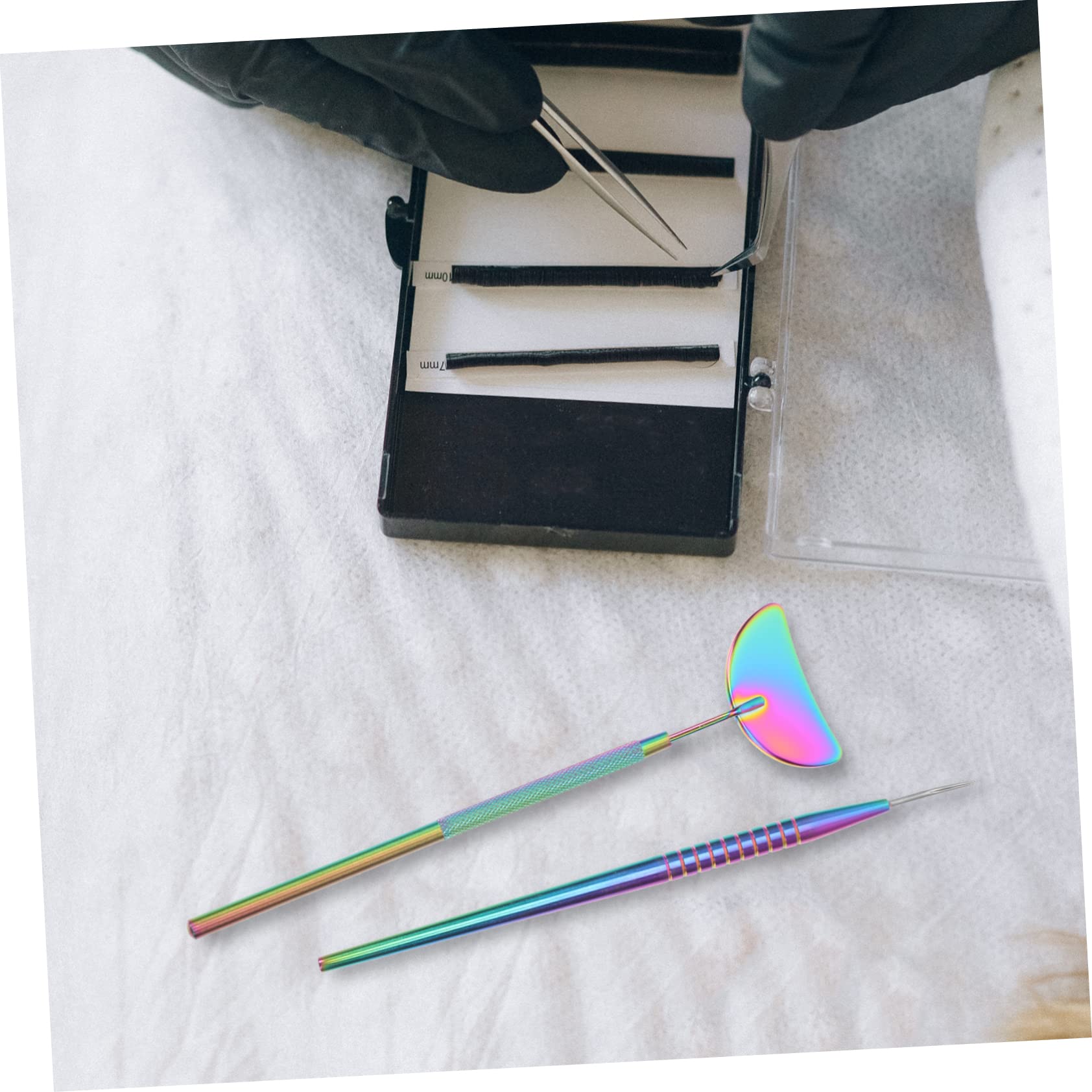 FRCOLOR 3sets Strumenti Per Extension Ciglia Inossidabile Con Specchio e Bastoncino Per Bellezza Per Uso Personale e Professionale Salone