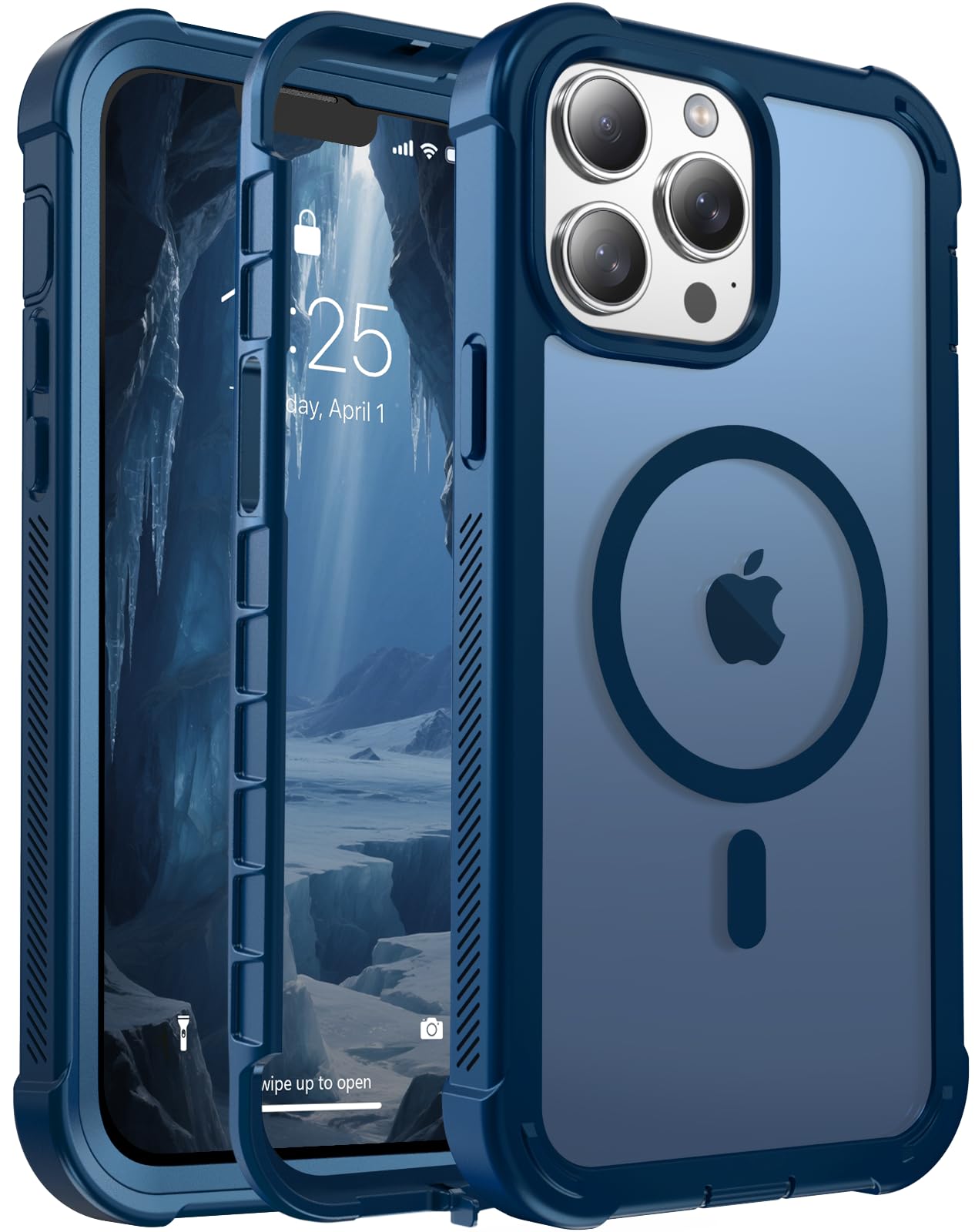 jaroco Magnetic for iPhone 13 Pro Case Heavy Duty Protection Deep Blue