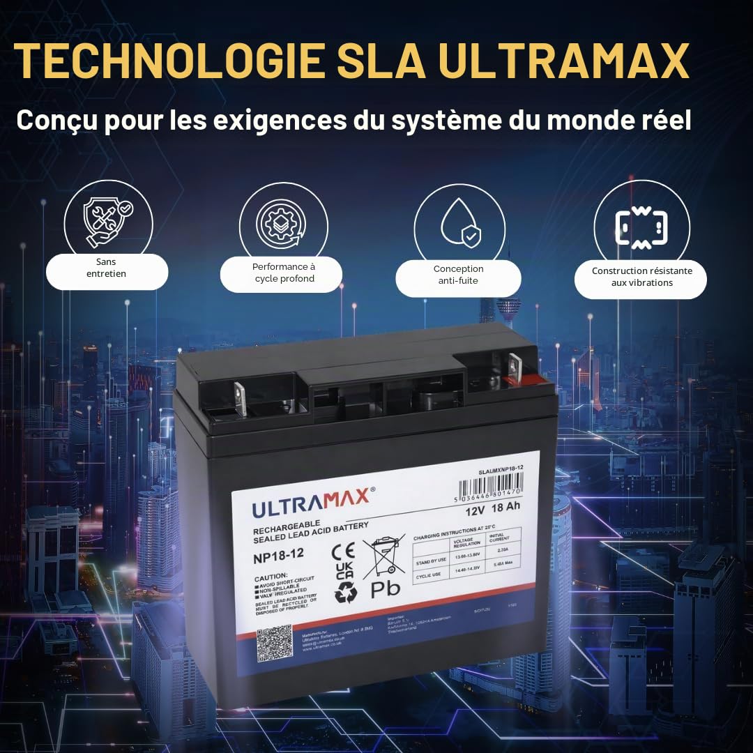Pigeon aimant – Ultramax Batterie 12 V 18 Ah re-chargable