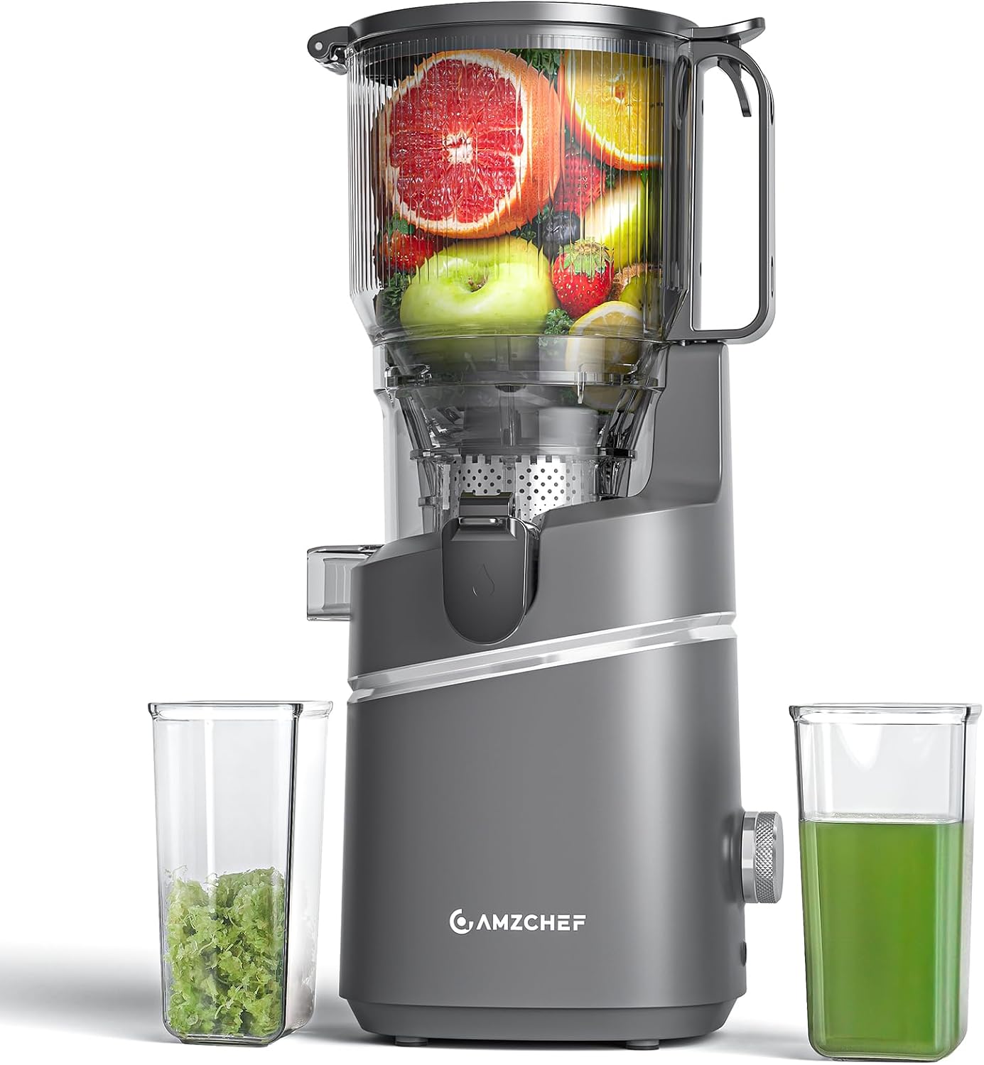 AMZCHEF Cold Press Juicer, 5.8" Wide Mouth Hopper for Whole Recipe Loading
