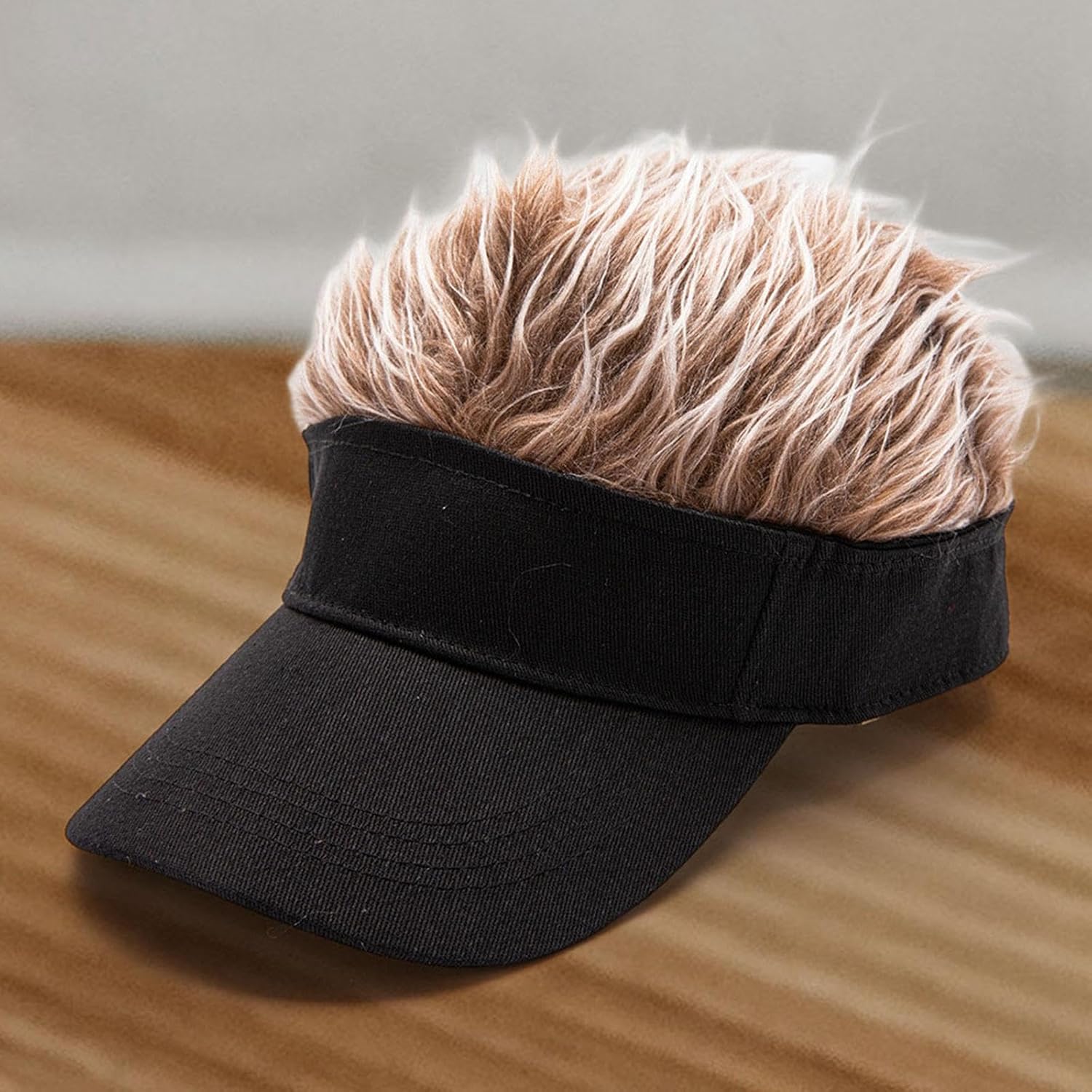 Men's Visor with Fake Hair, Visor for Men, Funny Spiked Sun Hats, Baseball Wig Cap