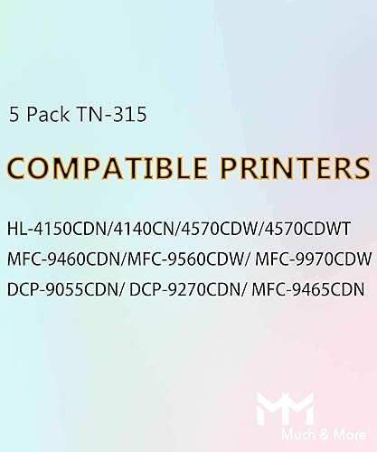 Miniatura 5 de MM MUCH & MORE Cartucho de tóner de repuesto compatible para Brother TN-310 TN-315 TN315 TN315H para HL-4150CDN 4570CDWT 4570CDW MFC-9970CDN 9460CDN