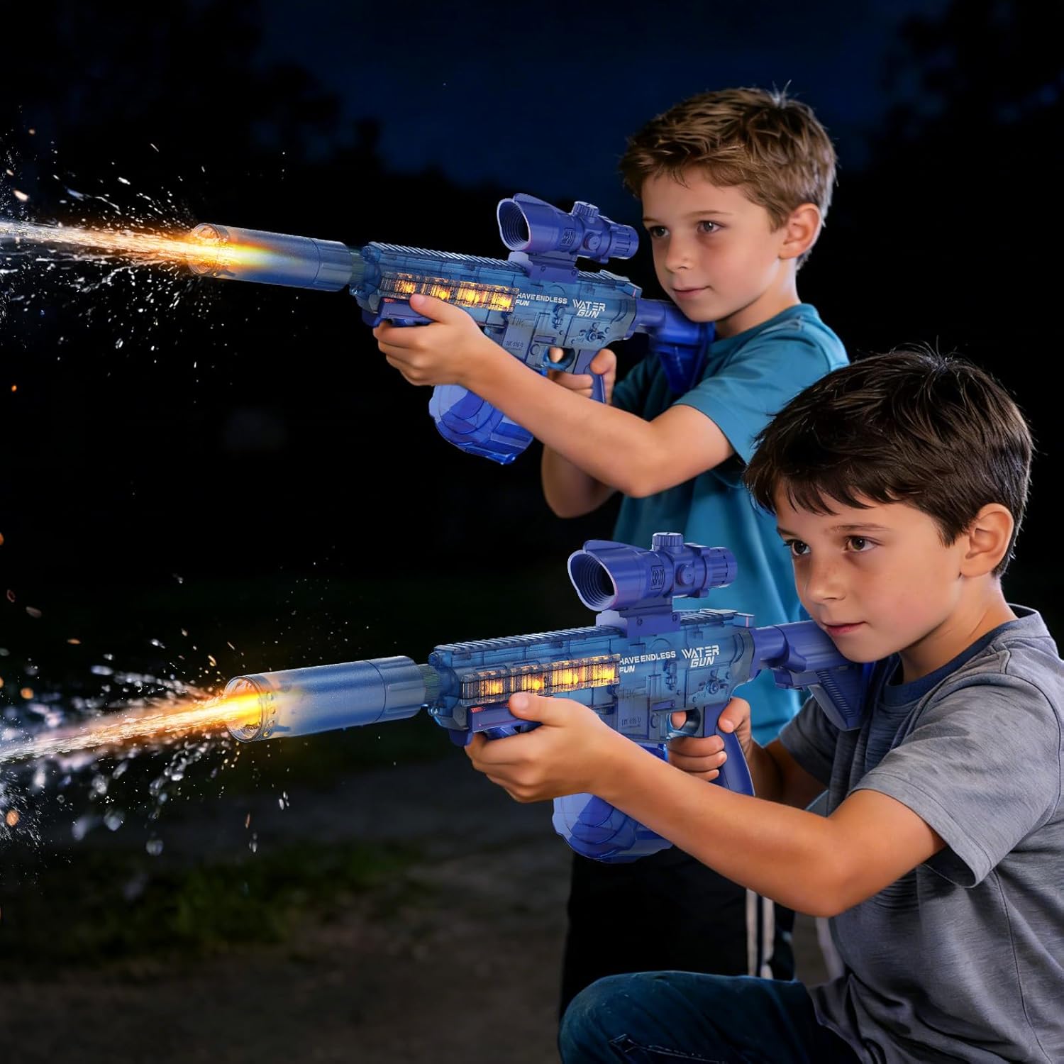 Electric Water Gun for Kids Adults,2026 New Water Blaster Squirt Gun with Colorful Light & Transparent Material 400cc Large Capacity Summer Water Toy Outdoor Swimming Pool(Blue)