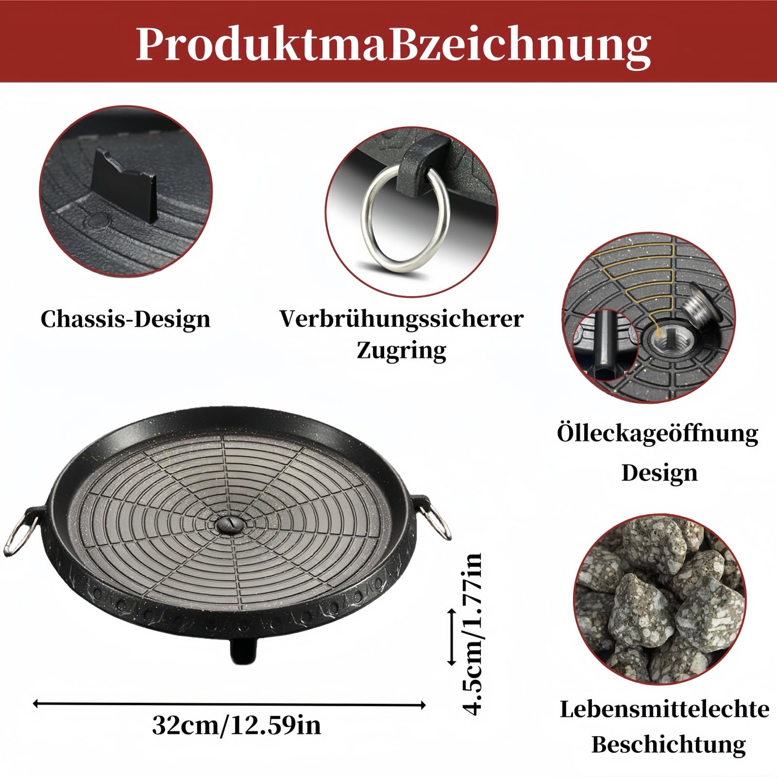 Korean BBQ-Grill,Grillaufsatz gaskocher camping,Antihaftbeschichtet Grillpfanne, Innen- und Außengrillpfanne,Grillplatte campingkocher