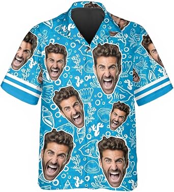 Custom Hawaiian Shirt with Face Funny Tropical Floral Hawaiian Shirts for Men Hawaiian Shirts Short Sleeve