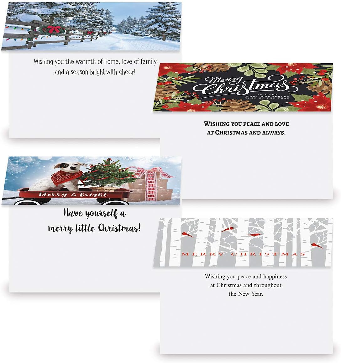 Current Classic Christmas Card Assortments - Holiday Greeting Cards, Set of 32, Large 5" x 7", Sentiments Inside, Envelopes Included